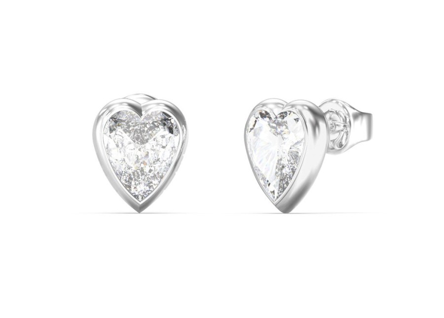 Guess Ocelové pecky Čiré srdce Crystal Love JUBE06361JWRHT/U