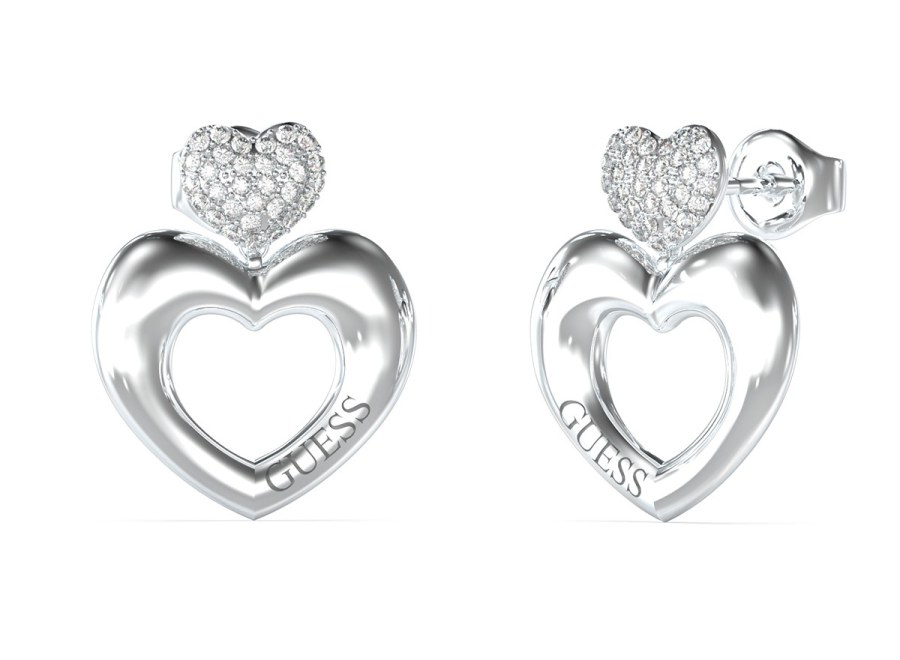 Guess Ocelové srdíčkové náušnice Crazy In Love JUBE05209JWRHT/U Guess Ocelové srdíčkové náušnice Crazy In Love JUBE05209JWRHT/U - Náušnice Visací náušnice