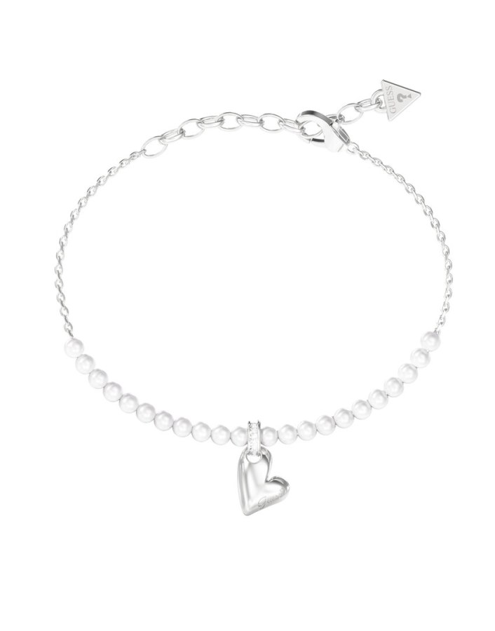 Guess Ocelový náramek Srdce s perličkami Golden love JUBB06455JWRH 18,4 cm