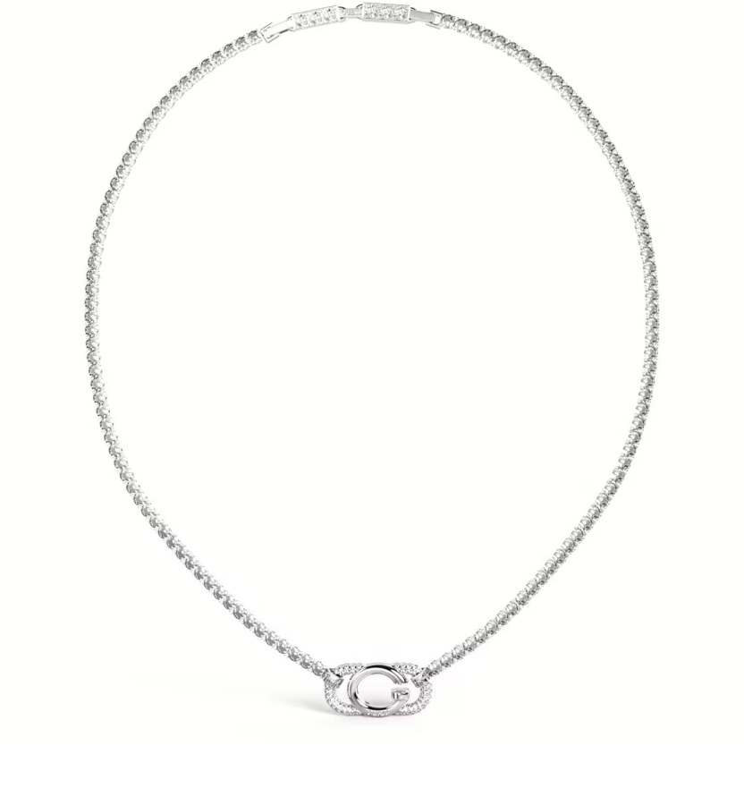 Guess Ocelový tenisový náhrdelník s krystaly JUBN04506JWRHT-U