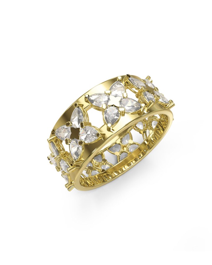 Guess Okouzlující pozlacený prsten s&nbsp;květinami Wild Flower JUBR05499JWYG 56 mm - Prsteny Prsteny s&nbsp;kamínkem