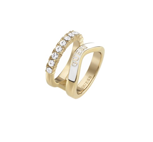 Guess Originální pozlacený prsten Perfect Liaison JUBR03072JWYGWH 52 mm - Prsteny Prsteny s kamínkem