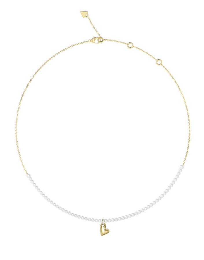Guess Perlový náhrdelník se srdíčkem Golden love JUBN06454JWYGT/U