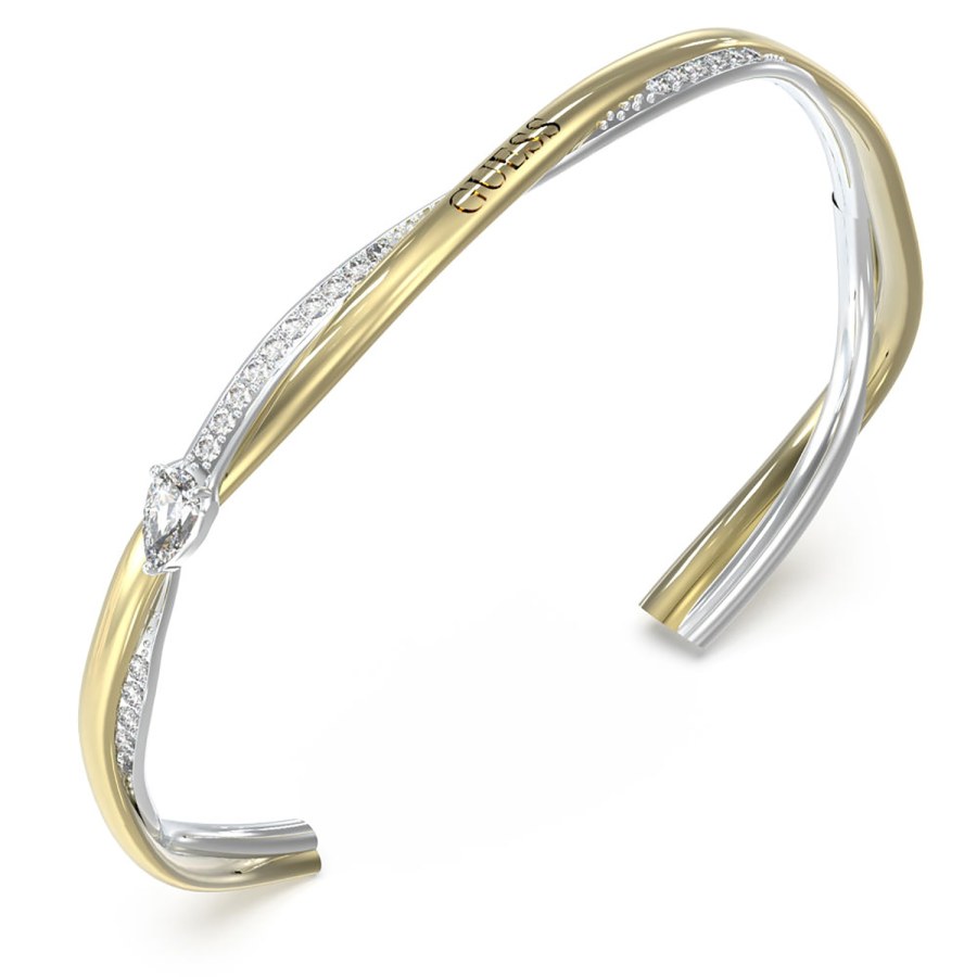 Guess Pevný bicolor náramek se zirkony Twist JUBB05069JWYGRH 5,5 cm Guess Pevný bicolor náramek se zirkony Twist JUBB05069JWYGRH 5,5 cm - Náramky Pevné náramky