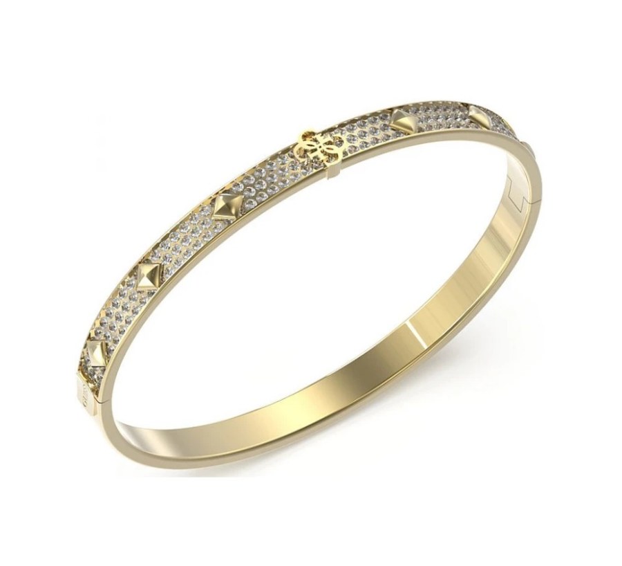 Guess Pevný pozlacený náramek s krystaly 4G Forever JUBB03276JWYG 5,5 cm Guess Pevný pozlacený náramek s krystaly 4G Forever JUBB03276JWYG 5,5 cm - Náramky Pevné náramky