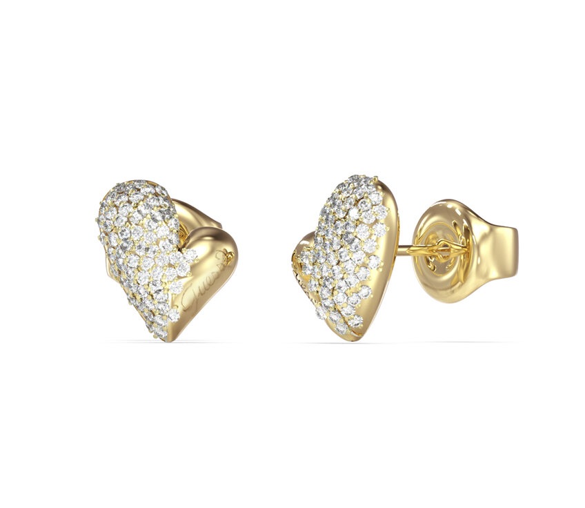 Guess Pozlacená srdíčka s krystaly Golden Love JUBE06453JWYGT/U