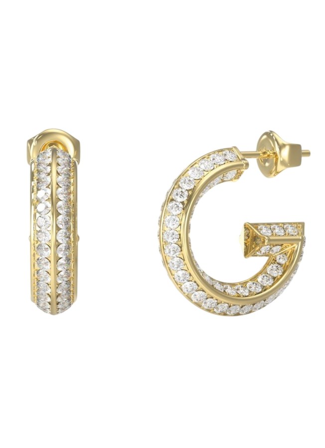 Guess Pozlacené kruhové náušnice G Crystal JUBE05444JWYGT/U - Náušnice S kamínky