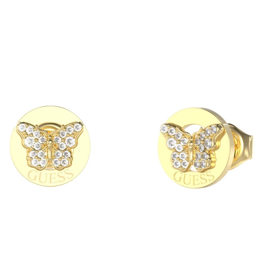 Guess Pozlacené náušnice Motýlci Chrysalis JUBE06136JWYGT/U - Náušnice Pecky
