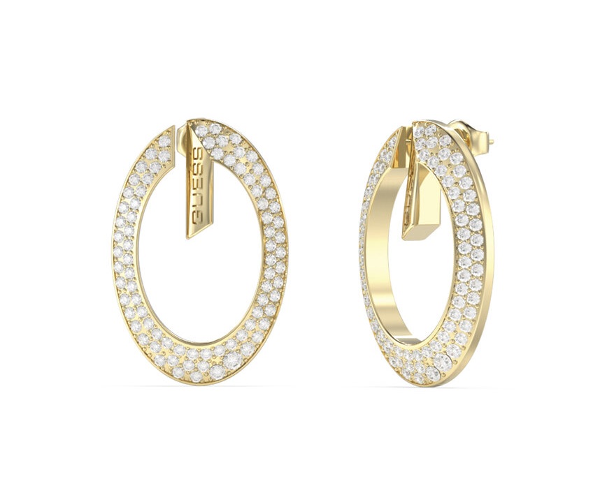 Guess Pozlacené náušnice s krystaly G Camden JUBE06334JWYGT/U