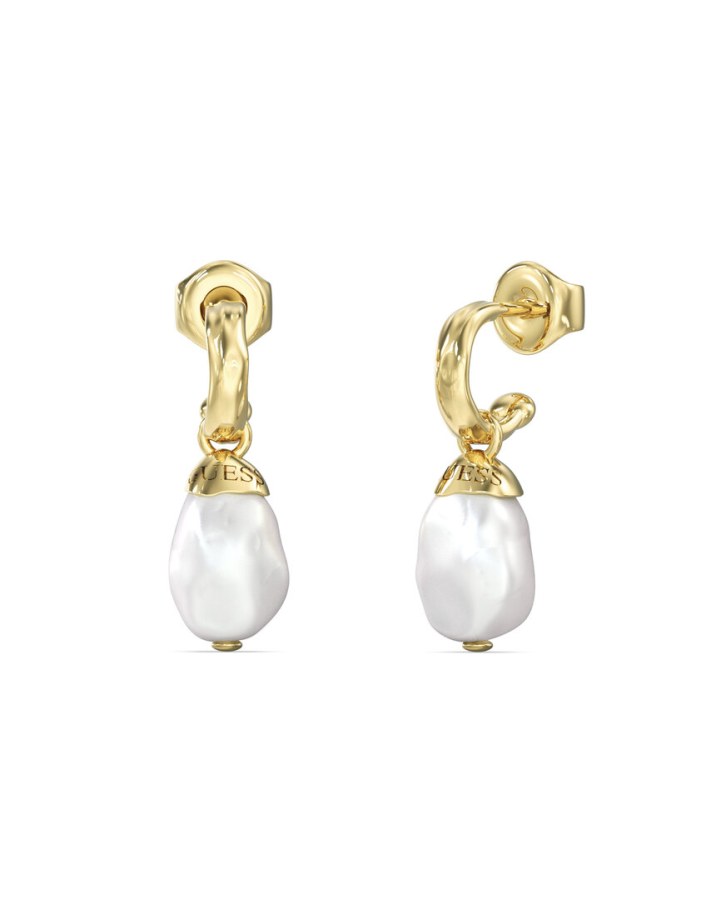 Guess Pozlacené náušnice s pravou perlou Pearly JUBE06485JWYGT/U