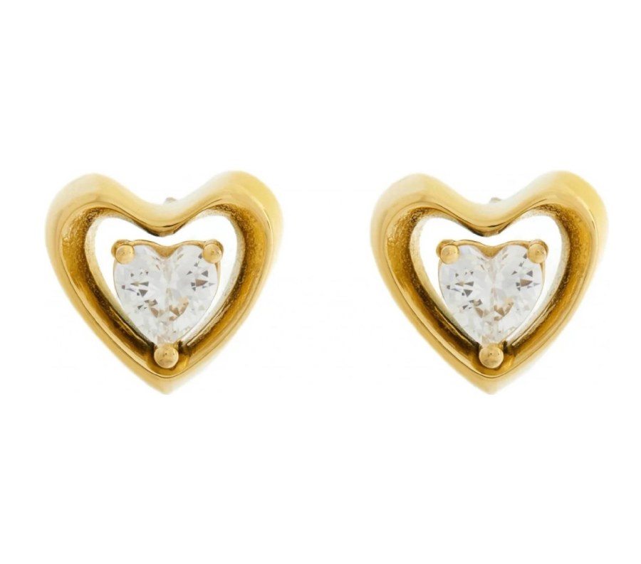 Guess Pozlacené ocelové náušnice Srdíčka Beloved JUBE05024JWYGT/U - Náušnice Pecky