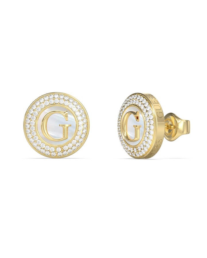 Guess Pozlacené peckové náušnice G Talisman JUBE06205JWYGT/U - Náušnice S kamínky