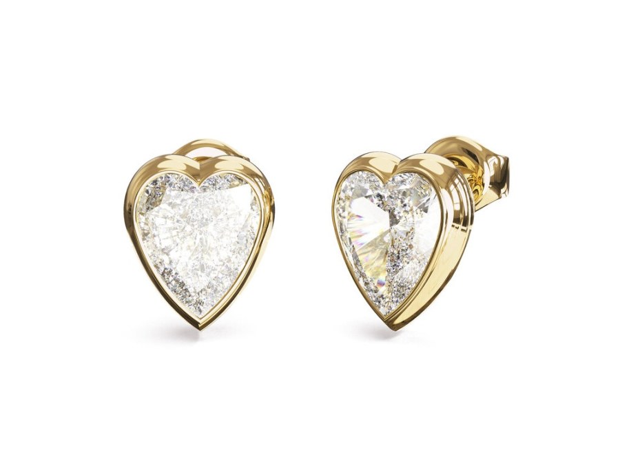 Guess Pozlacené pecky Čiré srdce Crystal Love JUBE06361JWYGT/U