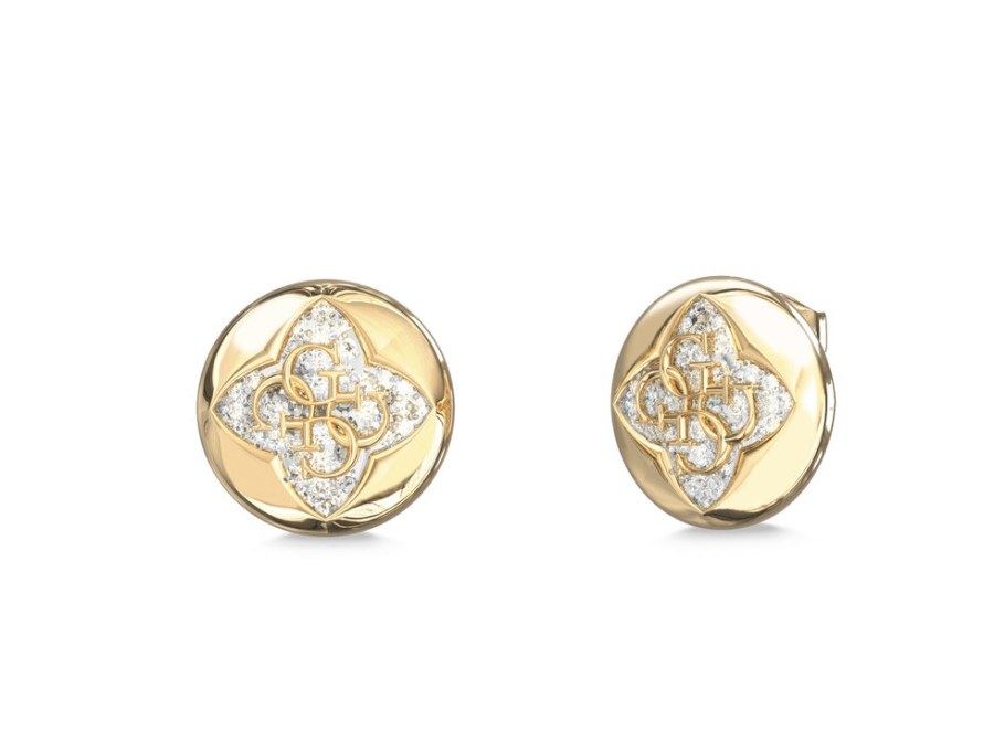 Guess Pozlacené pecky s&nbsp;krystaly Spinning Bloom JUBE06467JWYGT/U - Náušnice S kamínky
