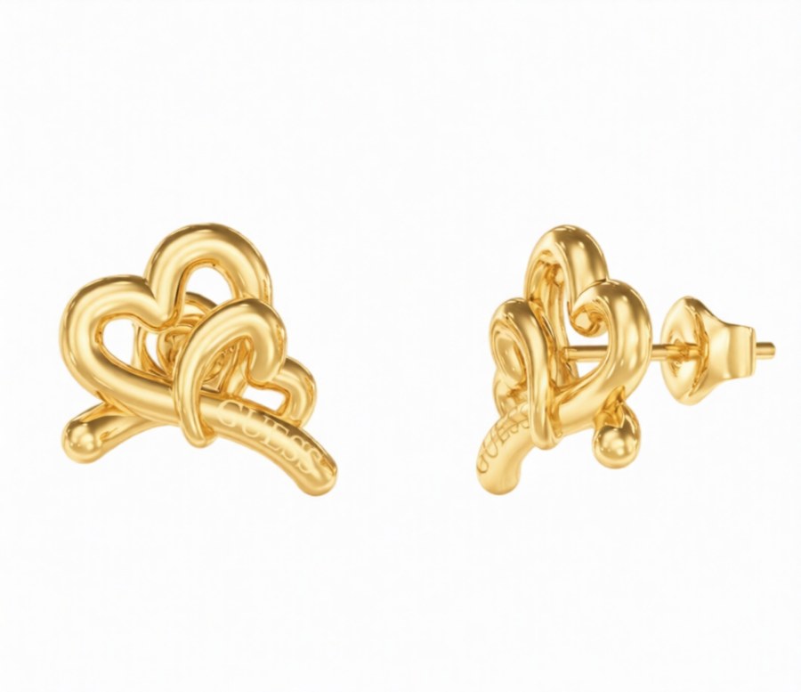 Guess Pozlacené srdcové náušnice Srdce Love Bites JUBE06058JWYGT/U - Náušnice Pecky