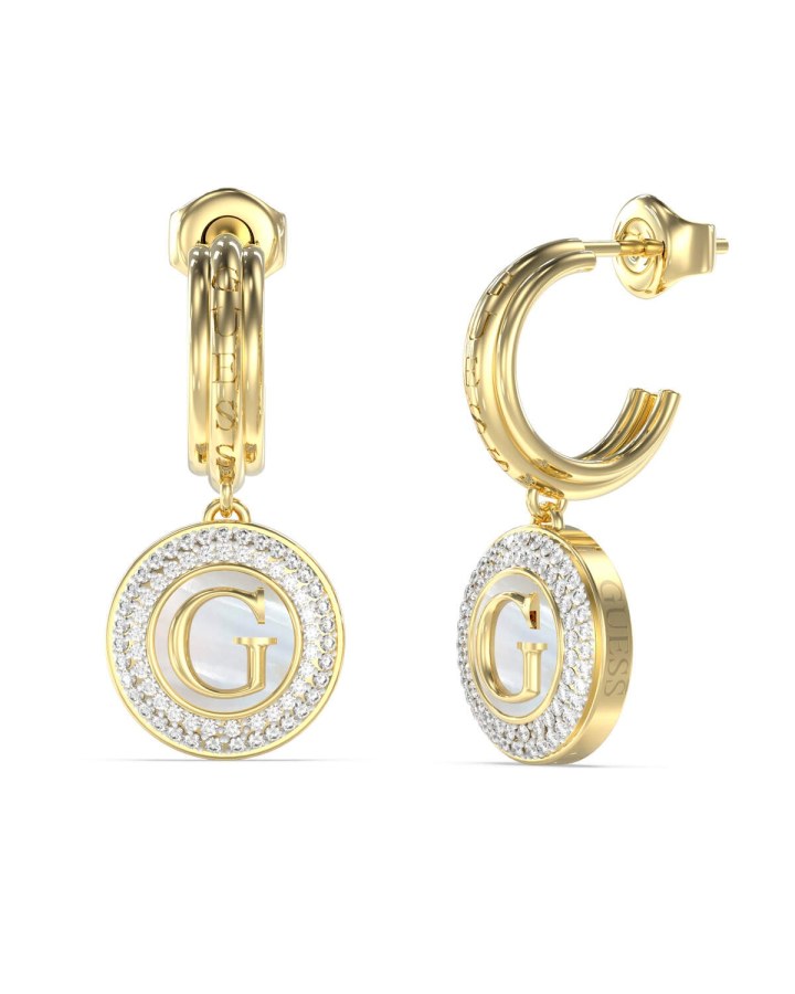 Guess Pozlacené visací náušnice G Talisman JUBE06204JWYGT/U - Náušnice Visací náušnice