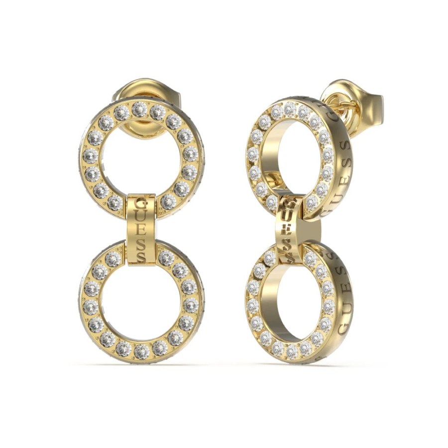 Guess Pozlacené visací náušnice s krystaly Circle Lights JUBE03166JWYGT Guess Pozlacené visací náušnice s krystaly Circle Lights JUBE03166JWYGT - Náušnice Visací náušnice