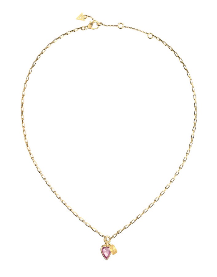 Guess Pozlacený náhrdelník Růžové srdce Crystal Love JUBN06359JWYGPKT/U - Náhrdelníky Náhrdelníky s&nbsp;kameny