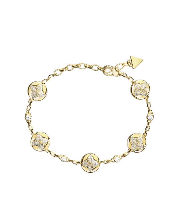 Guess Pozlacený náramek s krystaly Spinning Bloom JUBB06466JWYG 18,4 cm