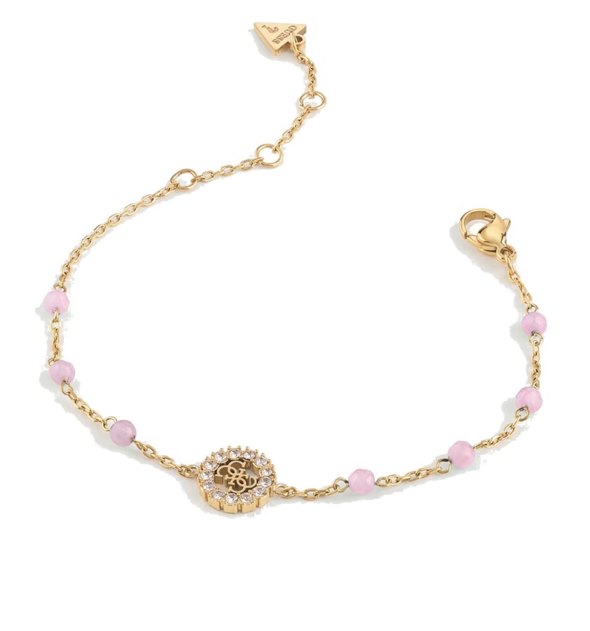 Guess Půvabný pozlacený náramek s korálky Natural Stones JUBB03074JWYGLR 19,5 cm Guess Půvabný pozlacený náramek s korálky Natural Stones JUBB03074JWYGLR 19,5 cm - Náramky Řetízkové náramky