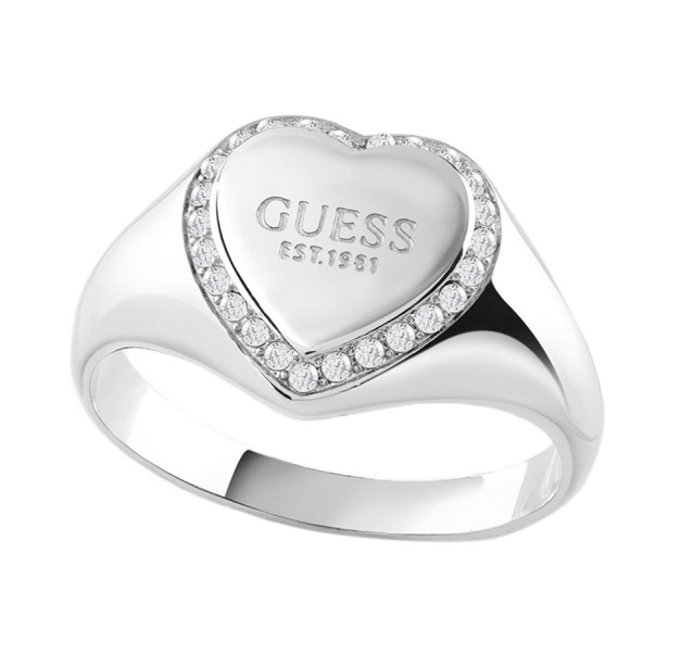Guess Romantický ocelový prsten Fine Heart JUBR01430JWRH 52 mm - Prsteny Prsteny s kamínkem