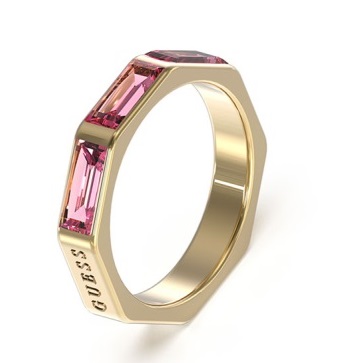 Guess Slušivý prsten s růžovými kubickými zirkony JUBR03174JWYGFC 52 mm - Prsteny Prsteny s kamínkem