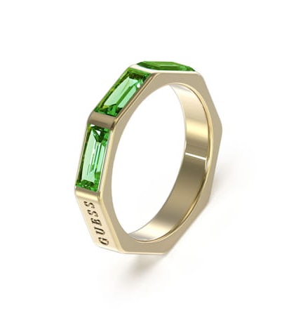 Guess Slušivý prsten se zelenými kubickými zirkony JUBR03174JWYGEM52 54 mm - Prsteny Prsteny s kamínkem
