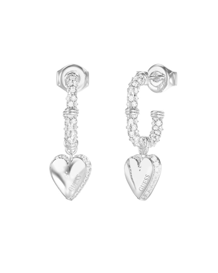 Guess Srdcové ocelové náušnice By Your Side JUBE06075JWRHT/U - Náušnice Kruhy