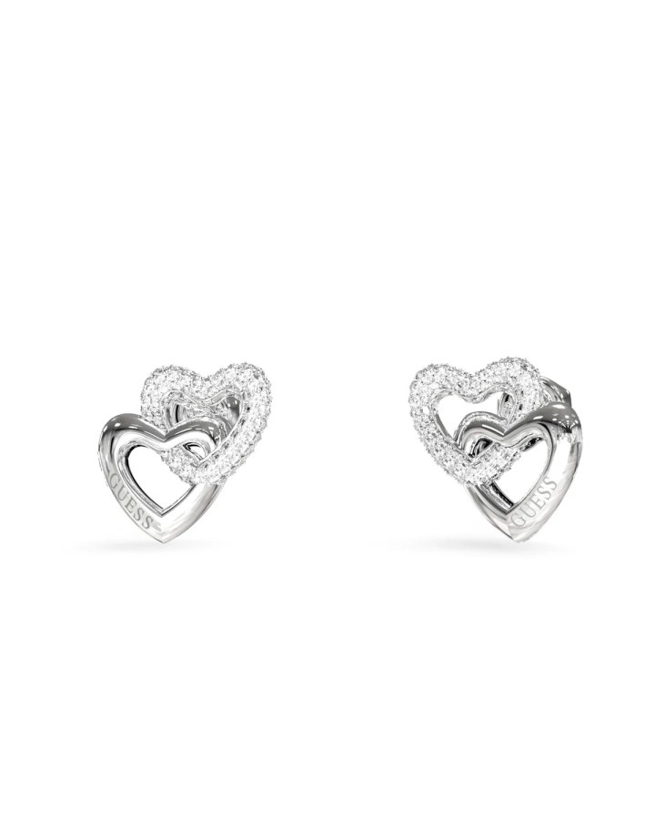 Guess Srdcové ocelové náušnice s krystaly Beloved JUBE06015JWRHT/U
