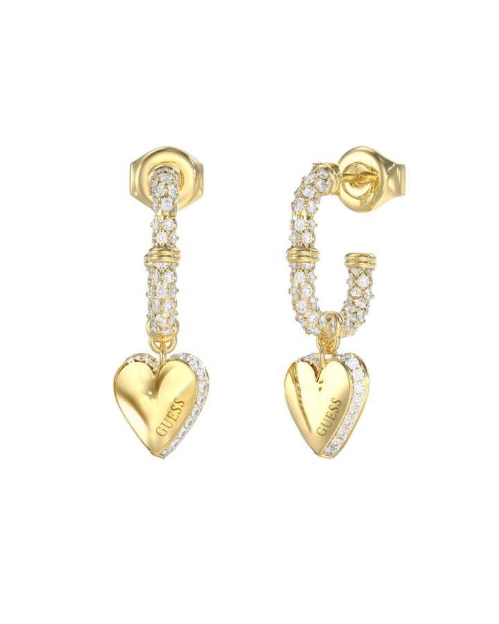 Guess Srdcové pozlacené náušnice By Your Side JUBE06075JWYGT/U - Náušnice Kruhy