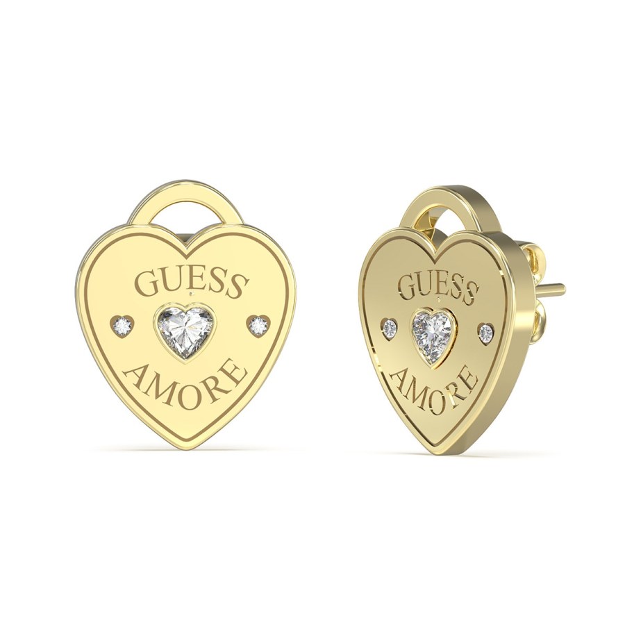 Guess Srdíčkové náušnice z pozlacené oceli Guess Amore JUBE05058JWYGT/U Guess Srdíčkové náušnice z pozlacené oceli Guess Amore JUBE05058JWYGT/U - Náušnice Pecky
