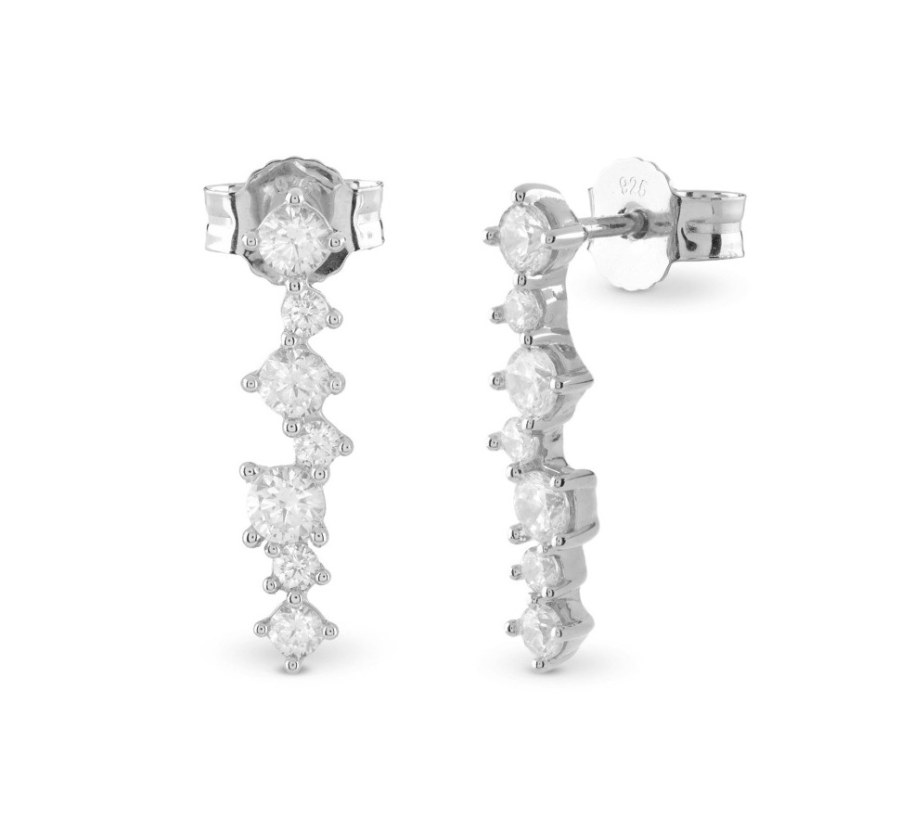 Guess Stříbrné visací náušnice Jardin JSBE04494JWRHT/U - Náušnice S kamínky