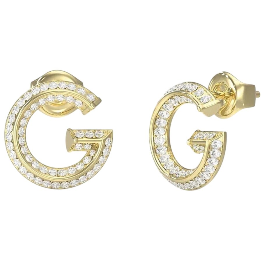 Guess Stylové pozlacené náušnice G Crystal JUBE05443JWYGT/U - Náušnice S kamínky