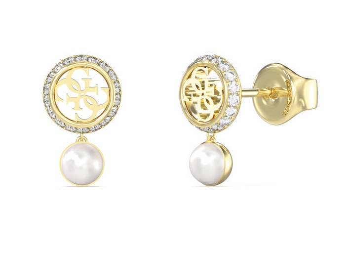 Guess Stylové pozlacené náušnice s perličkou Tiny Pearly JUBE05517JWYGT/U - Náušnice S kamínky