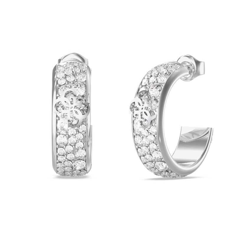 Guess Třpytivé kruhy s&nbsp;krystaly 4G Supreme JUBE06402JWRHT/U - Náušnice Kruhy