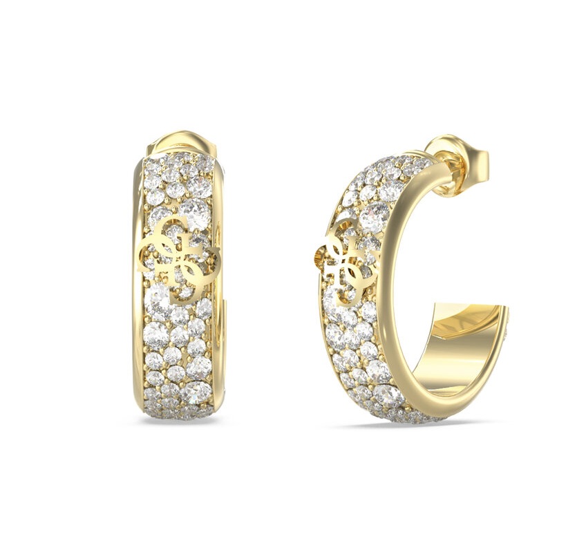 Guess Třpytivé kruhy s&nbsp;krystaly 4G Supreme JUBE06402JWYGT/U - Náušnice Kruhy