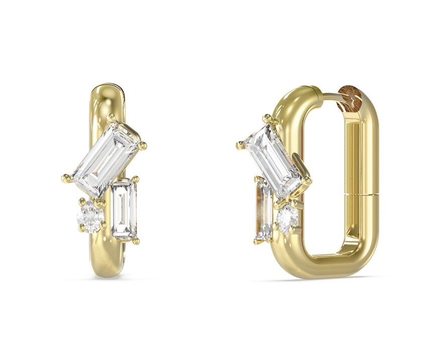 Guess Třpytivé oválné náušnice z oceli Chandelier JUBE05361JWYGT/U - Náušnice S kamínky