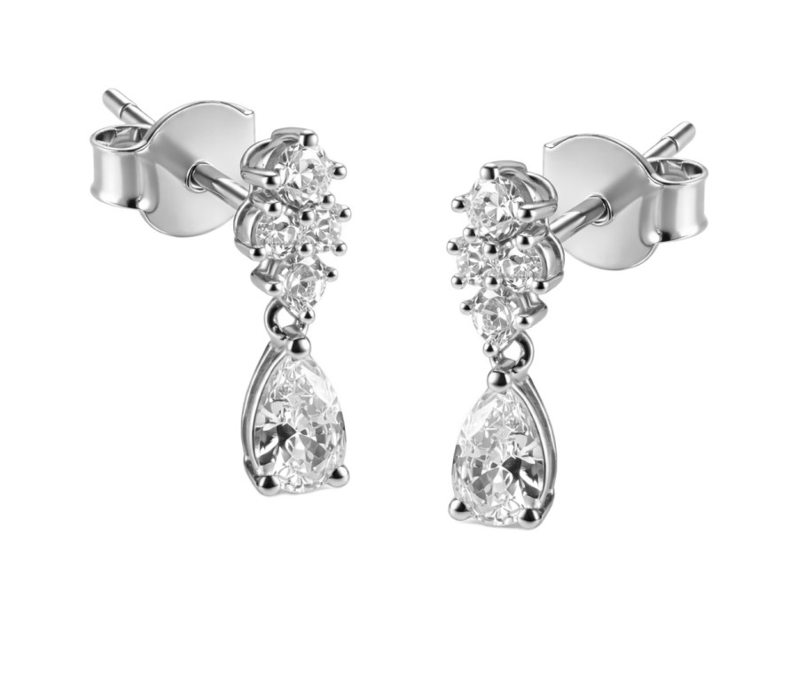 Guess Třpytivé stříbrné náušnice Jardin JSBE04496JWRHT/U - Náušnice S kamínky