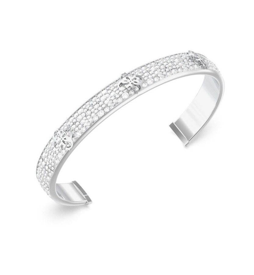 Guess Třpytivý pevný náramek s krystaly 4G Supreme JUBB06401JWRH 5,5 cm