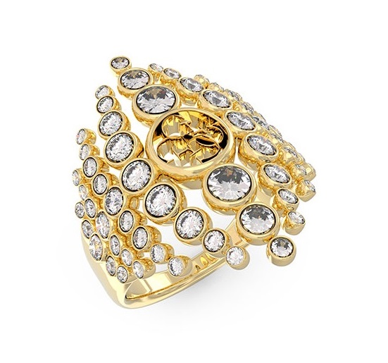 Guess Třpytivý pozlacený prsten Perfect Illusion JUBR03369JWYG 52 mm - Prsteny Prsteny s kamínkem