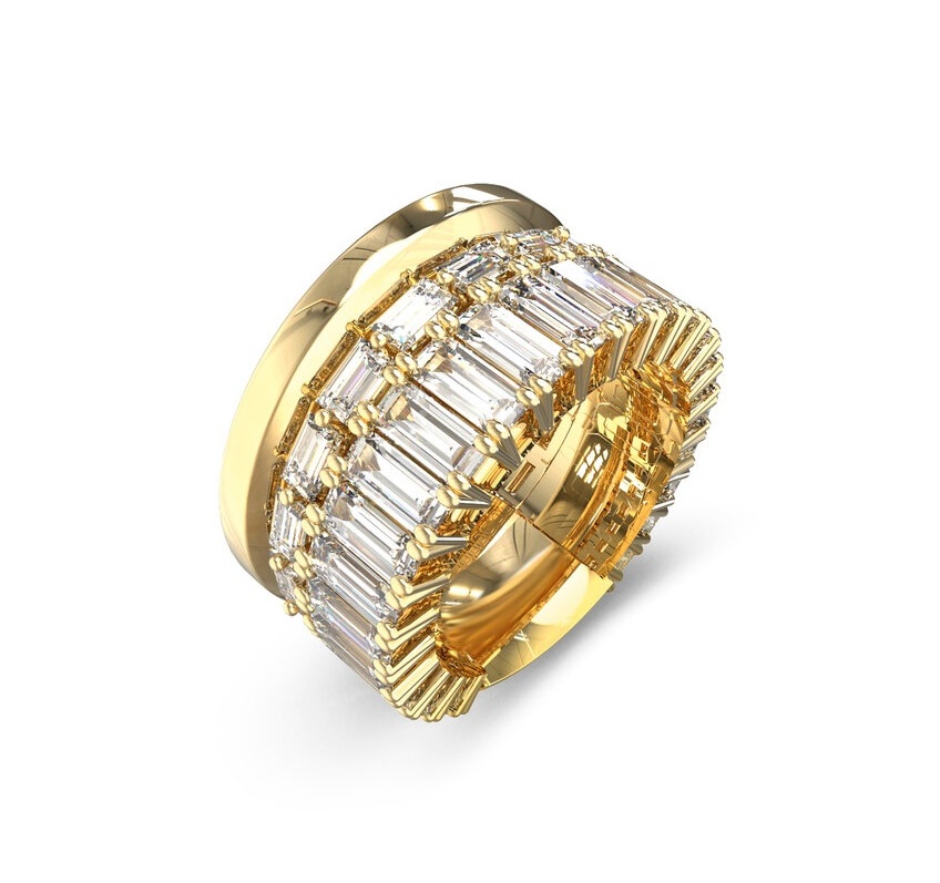 Guess Třpytivý prsten se zirkony Les Baguettes JUBR06328JWYG 54 mm - Prsteny Prsteny s&nbsp;kamínkem