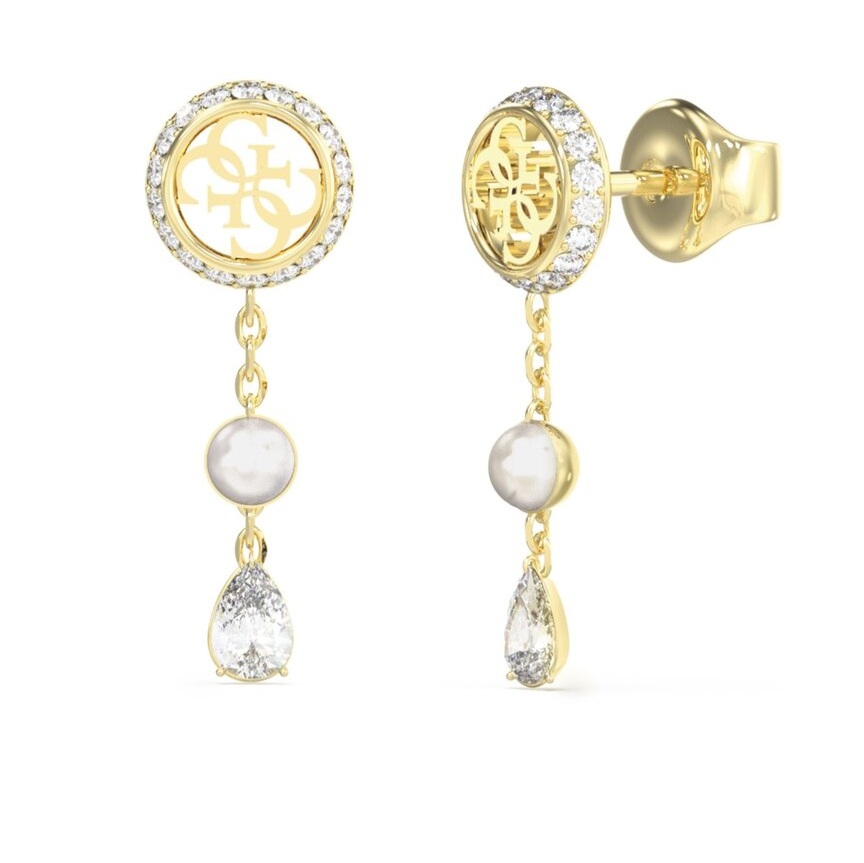 Guess Visací náušnice s perličkou a zirkony Tiny Pearly JUBE05521JWYGT/U - Náušnice S kamínky