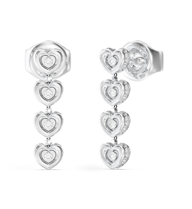 Guess Visací srdíčkové náušnice s&nbsp;krystaly L.O.V.E. JUBE05473JWRHT/U - Náušnice Visací náušnice