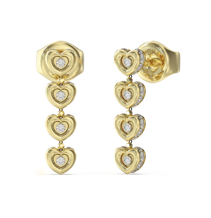 Guess Visací srdíčkové náušnice s&nbsp;krystaly L.O.V.E. JUBE05473JWYGT/U - Náušnice Visací náušnice