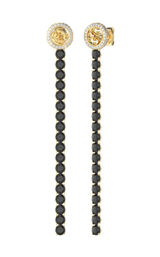 Guess Výrazné pozlacené náušnice s černými krystaly Paradise JUBE05144JWYGBKT/U Guess Výrazné pozlacené náušnice s černými krystaly Paradise JUBE05144JWYGBKT/U - Náušnice Visací náušnice