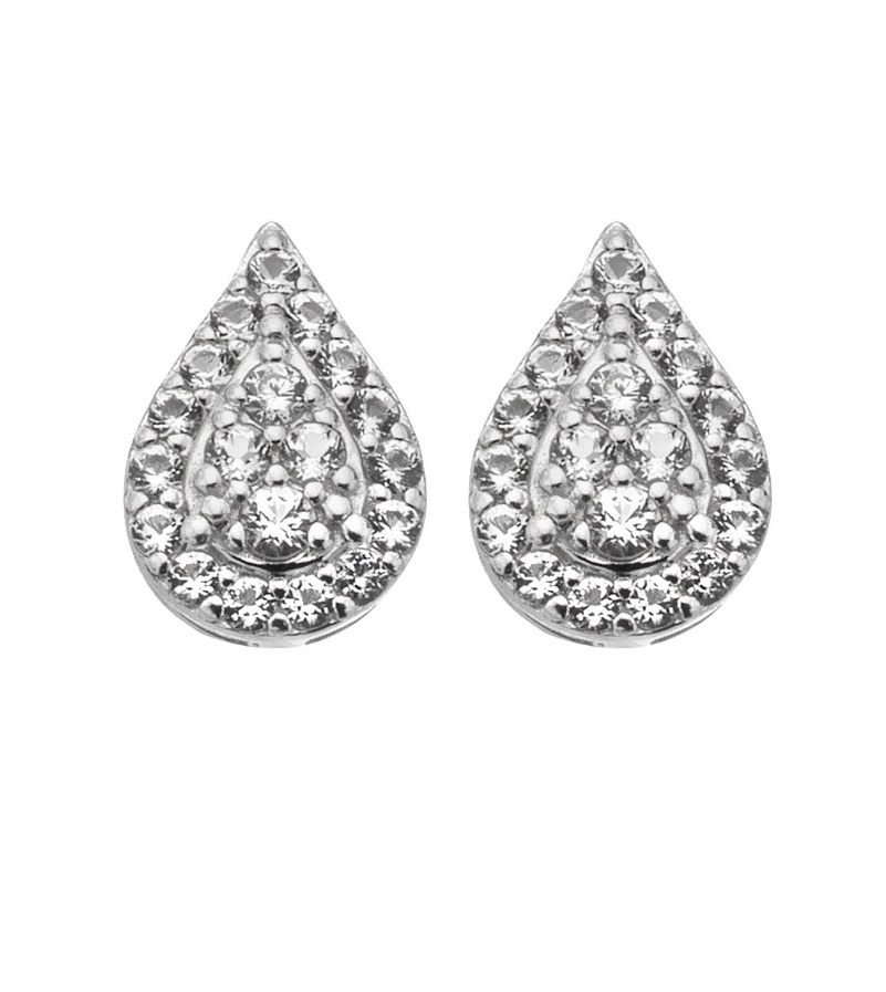 Hot Diamonds Elegantní stříbrné náušnice s diamanty a topazy Glimmer DE736 - Náušnice Pecky