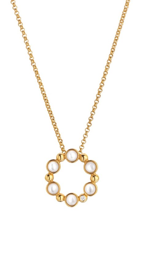 Hot Diamonds Krásný pozlacený náhrdelník s diamantem a perličkami Jac Jossa Soul DP905 - Náhrdelníky