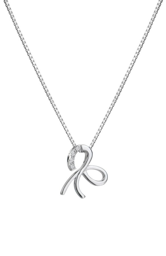 Hot Diamonds Krásný stříbrný náhrdelník s diamanty Mašle Much Loved DP909 (řetízek, přívěsek) - Náhrdelníky