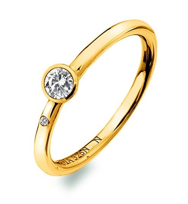 Hot Diamonds Luxusní pozlacený prsten s&nbsp;topazem a&nbsp;diamantem Gemstone DR293 54 mm - Prsteny Prsteny s&nbsp;kamínkem