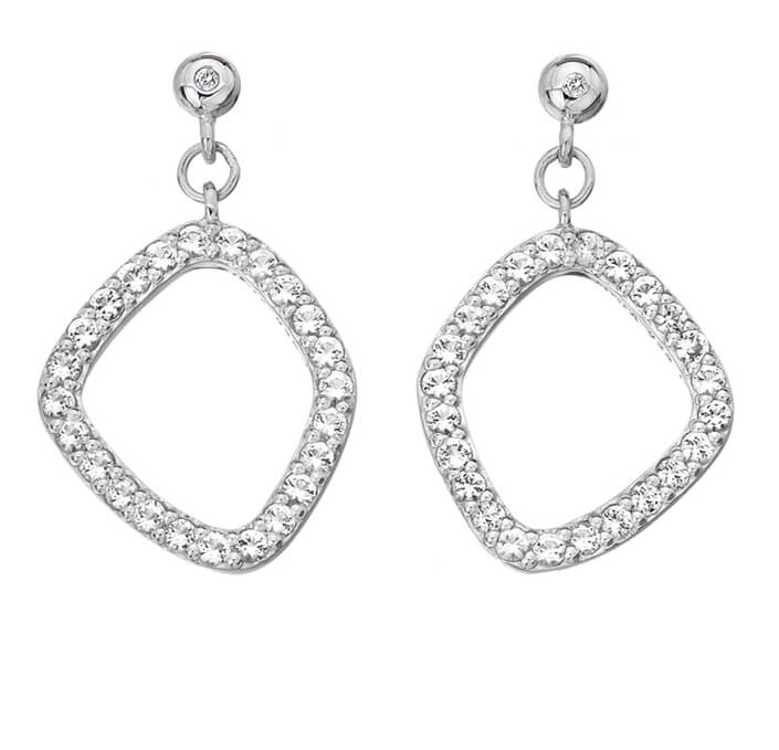 Hot Diamonds Luxusní stříbrné náušnice s diamanty a topazy Behold DE654 - Náušnice Visací náušnice